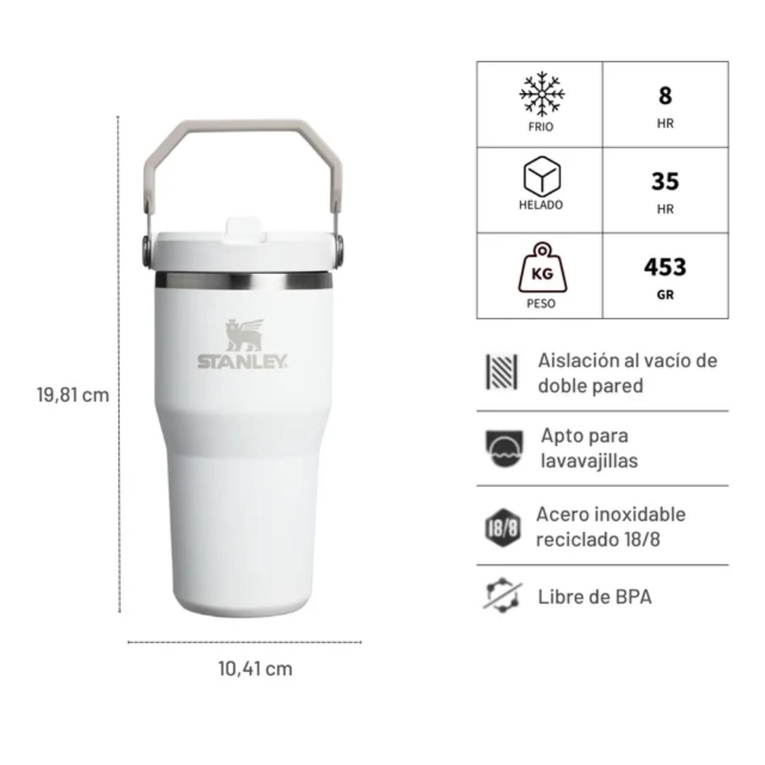 TUMBLER VASO DE ACERO INOXIDABLE STANLEY ICEFLOW FLIP STRAW 20OZ - FROST - 4