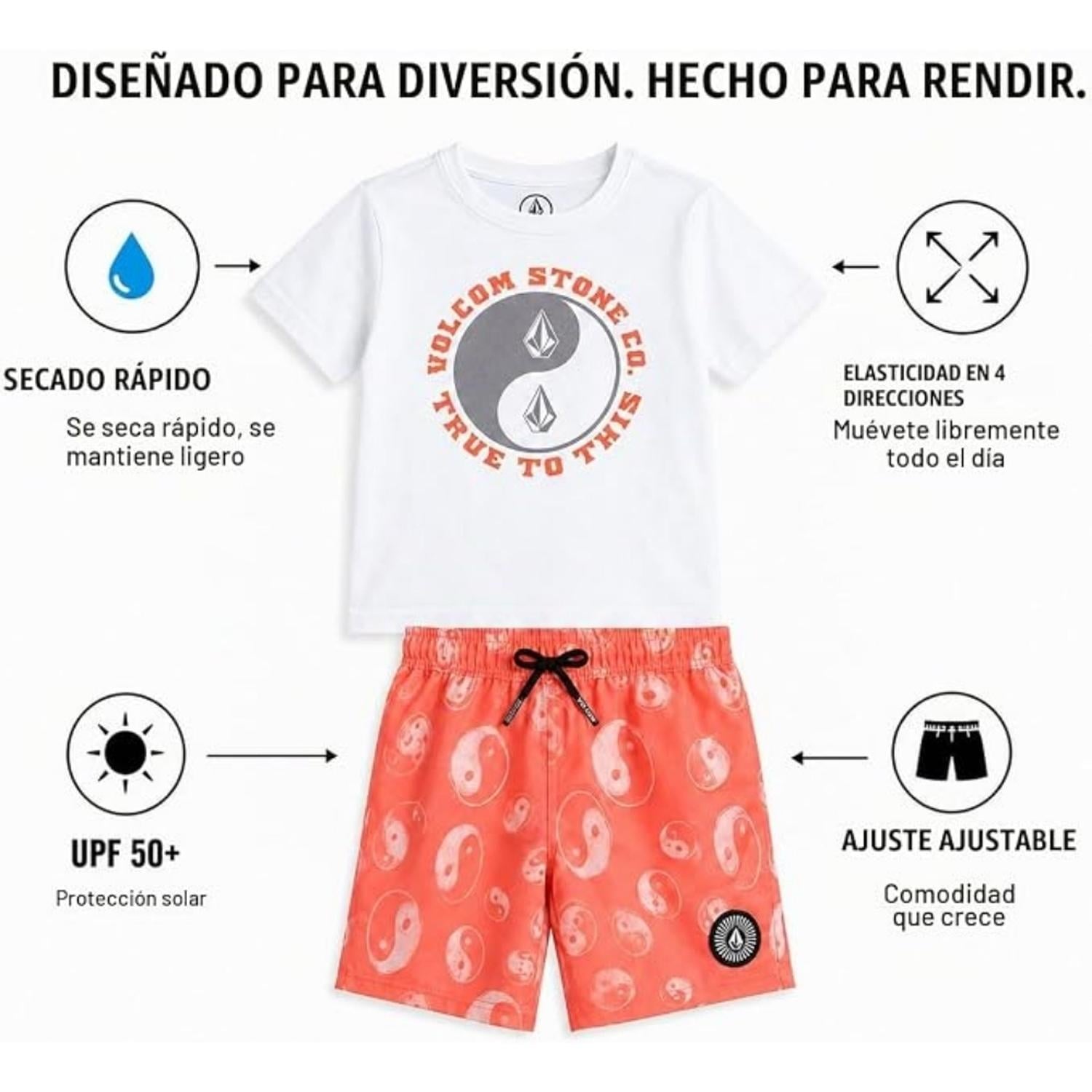CONJUNTO NIÑOS VOLCOM POLO Y ROPA DE BAÑO BOARDSHORT - CORAL CLOUD - 4