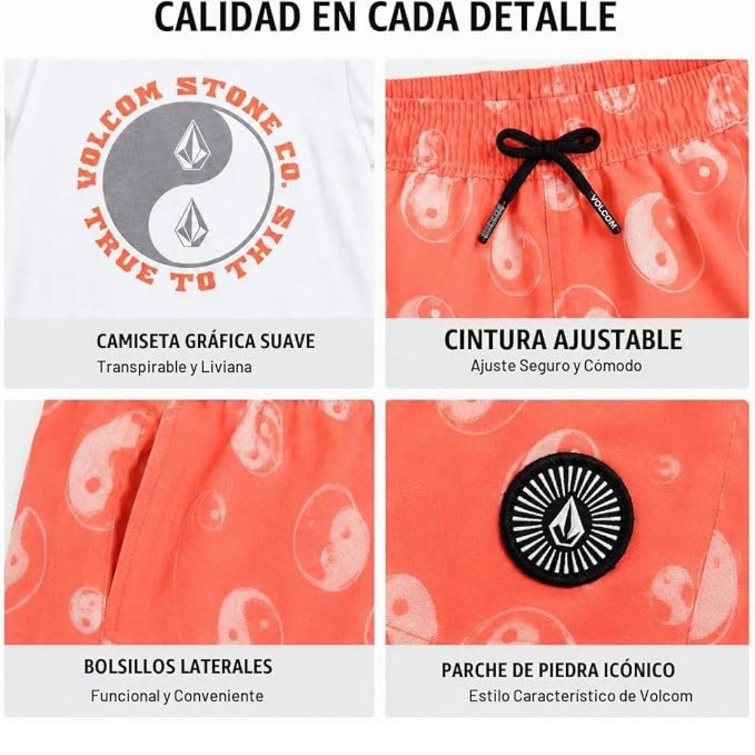 CONJUNTO NIÑOS VOLCOM POLO Y ROPA DE BAÑO BOARDSHORT - CORAL CLOUD - 5