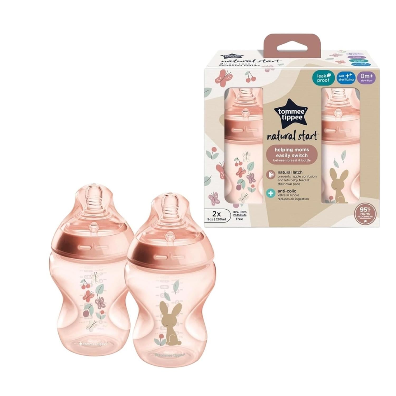 SETX2 BIBERONES TOMMEE TIPPEE 9OZ FUJO LENTO - 1