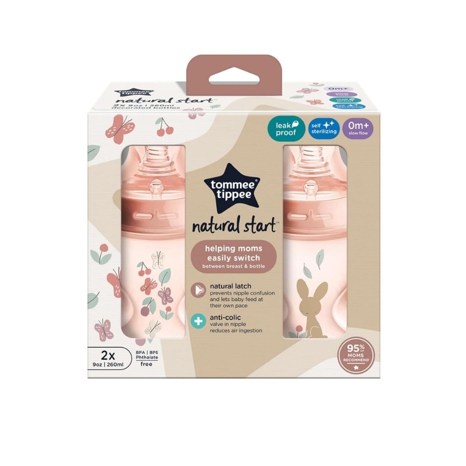 SETX2 BIBERONES TOMMEE TIPPEE 9OZ FUJO LENTO - 2