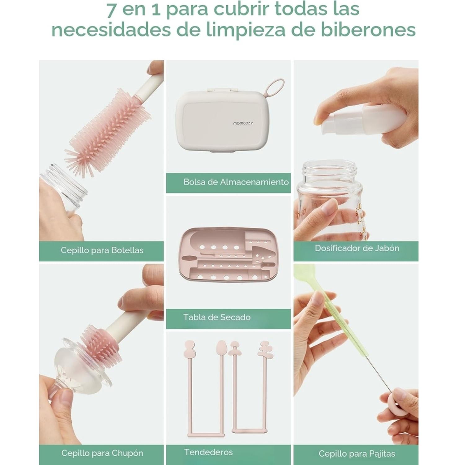 JUEGO DE CEPILLOS PARA BIBERONES MOMCOZY 7 EN 1 - 5