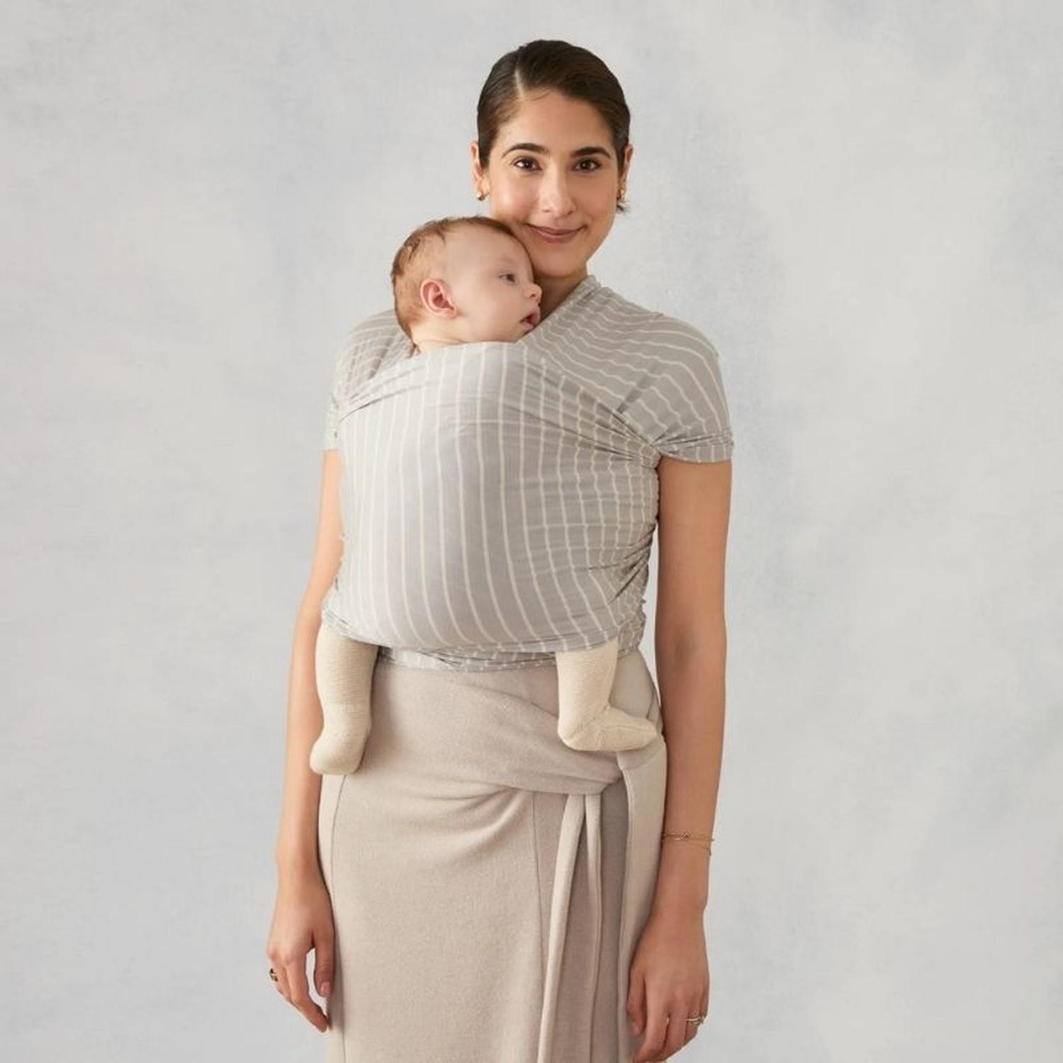 PORTABEBES TIPO FULAR ERGOBABY AURA - GRIS STRIPES - 3