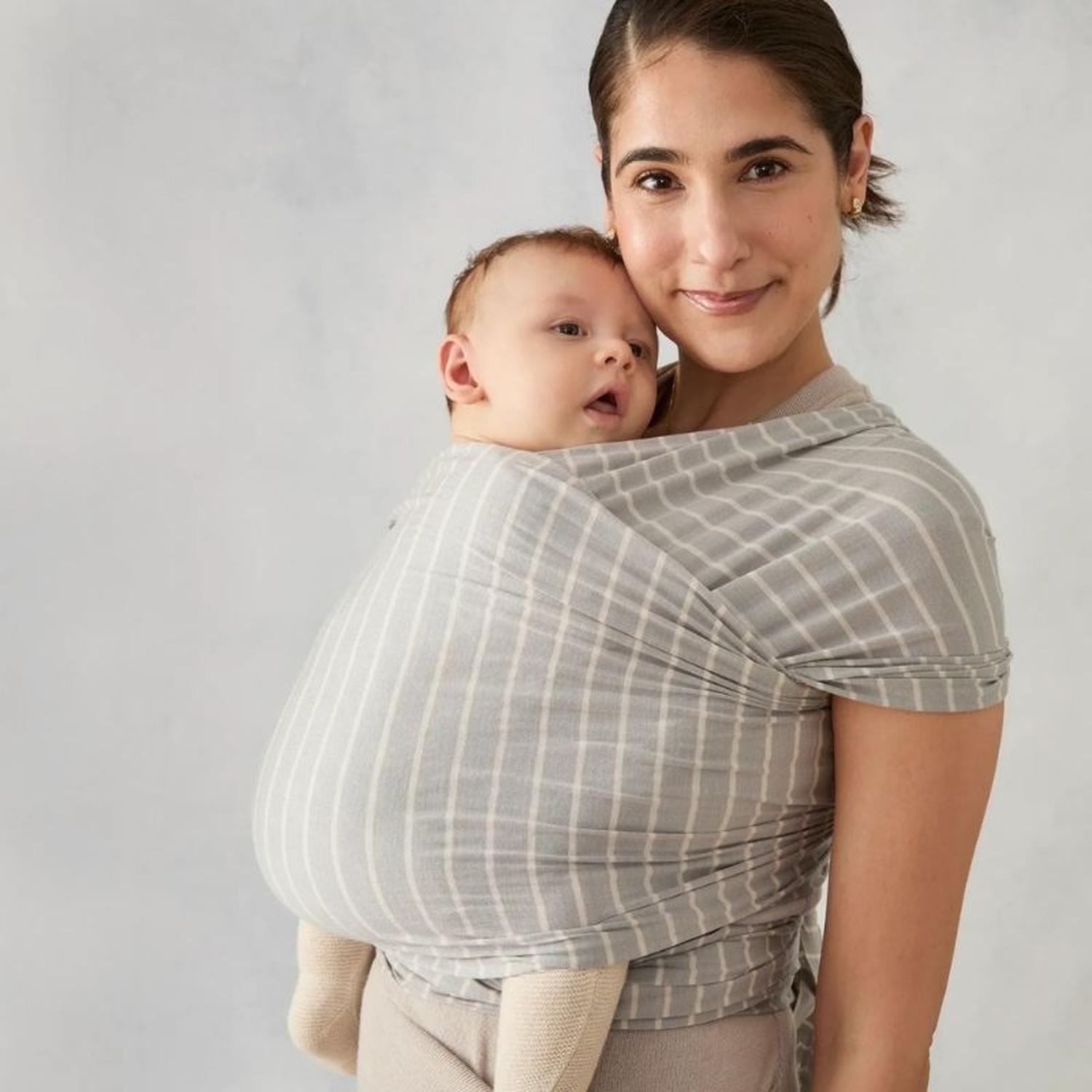 PORTABEBES TIPO FULAR ERGOBABY AURA - GRIS STRIPES - 4