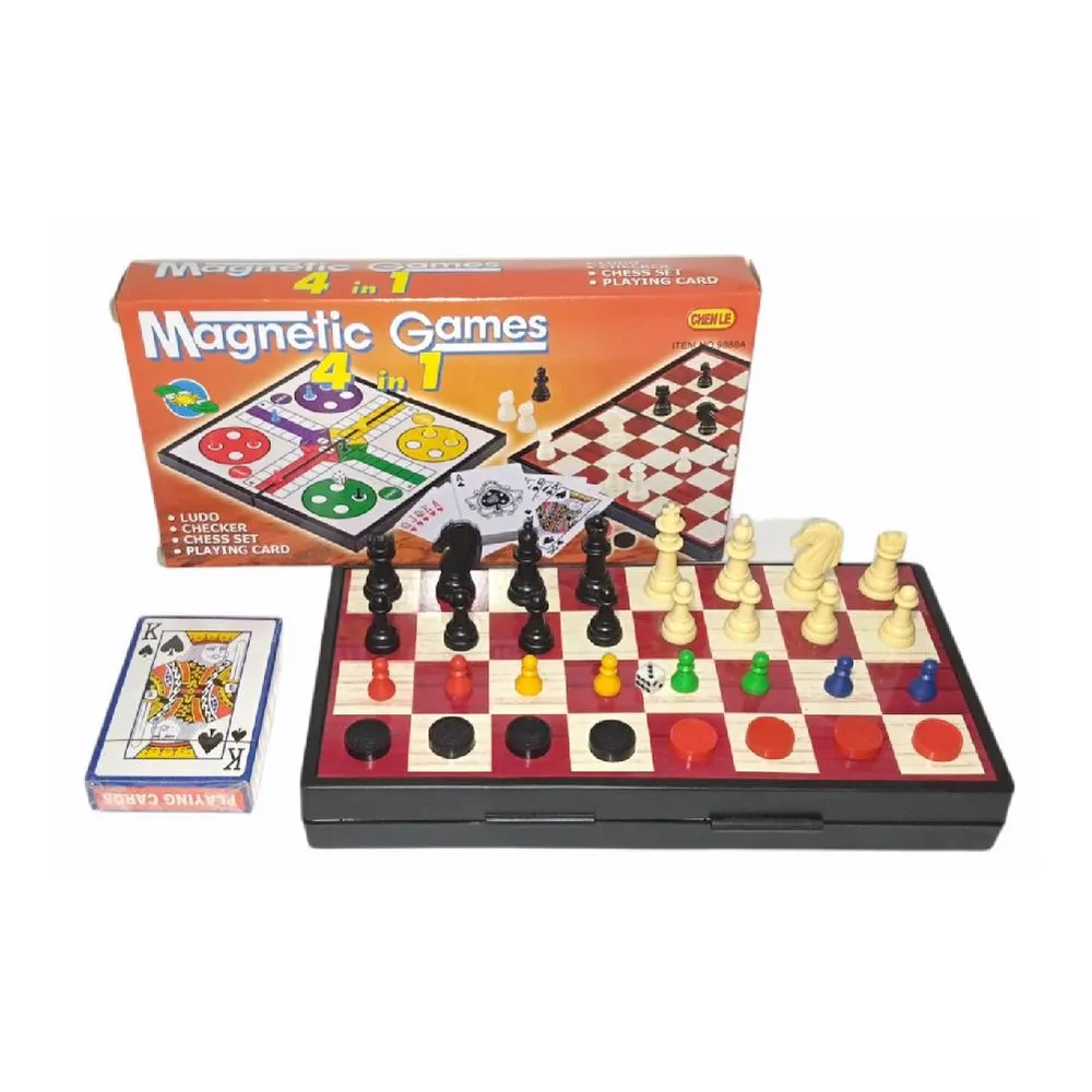 AJEDREZ MAGNÉTICO 3 EN 1 CON DAMAS Y LUDO - 1