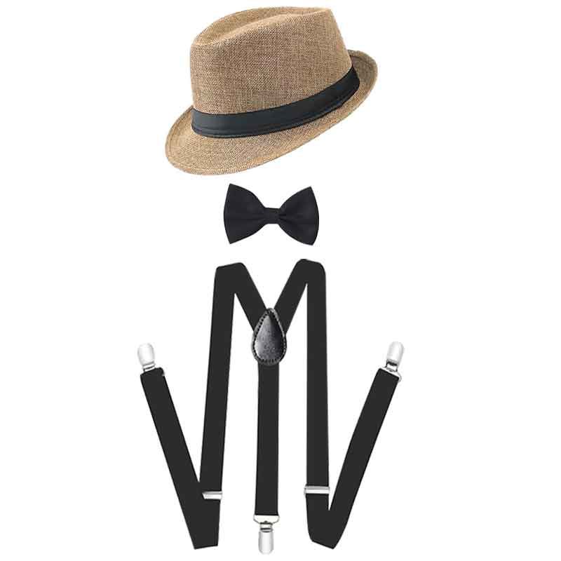 SET VINTAGE PARA HOMBRE SOMBRERO, TIRANTES Y CORBATÍN ELEGANTE - 2