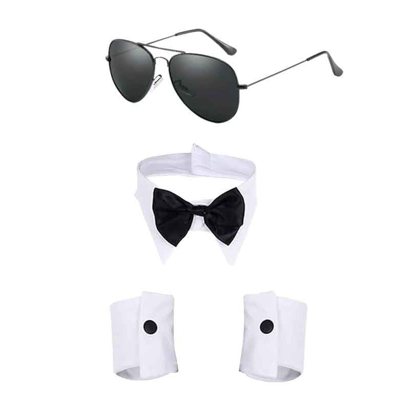 SET ELEGANTE PARA HOMBRE CON CORBATÍN, PUÑOS Y LENTES AVIADOR - 2