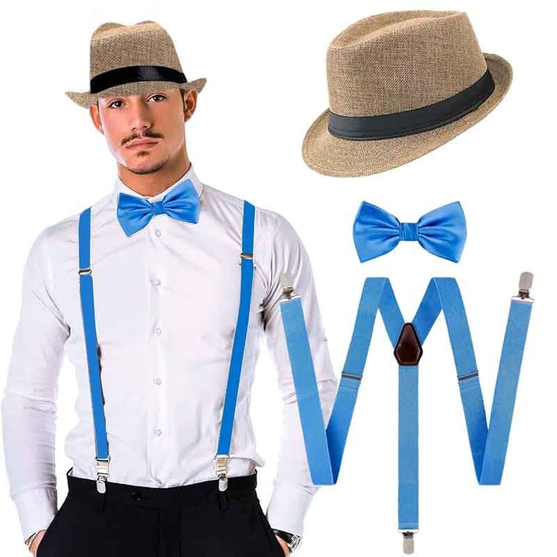 KIT DE ACCESORIOS PARA HOMBRE ESTILO GATSBY CON SOMBRERO Y TIRANTES - 1