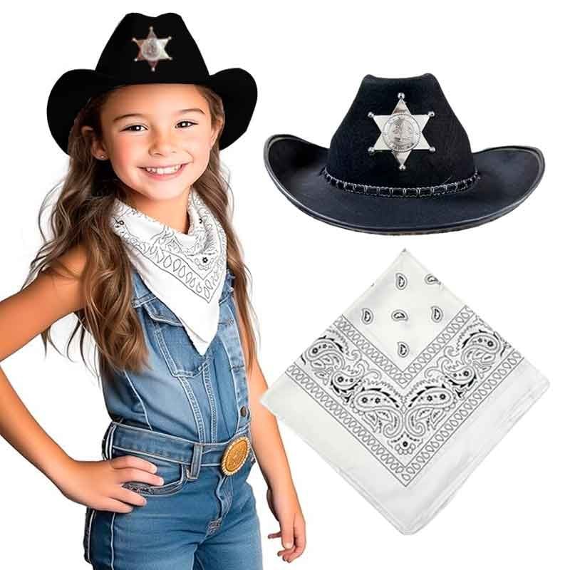 ACCESORIOS DE VAQUERA PARA NIÑAS SOMBRERO DEL OESTE Y PAÑUELO FIESTA TEMÁTICA COWBOY - 2