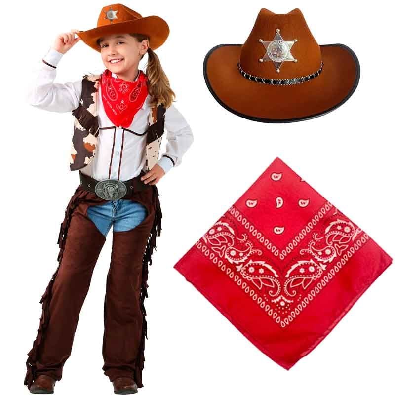 ACCESORIOS DE VAQUERA PARA NIÑA SOMBRERO OESTE COWBOY CON BANDANA - 1