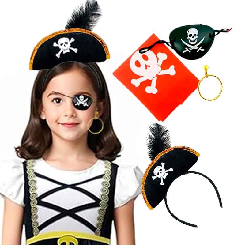SET PIRATA  NIÑA CON VINCHA  Y PARCHE,  ,ARETE - 1