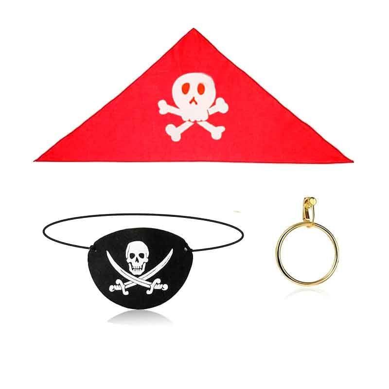 SET DE ACCESORIOS DE PIRATA PARA NIÑOS SOMBRERO, PARCHE, ARETE Y PAÑUELO - 3