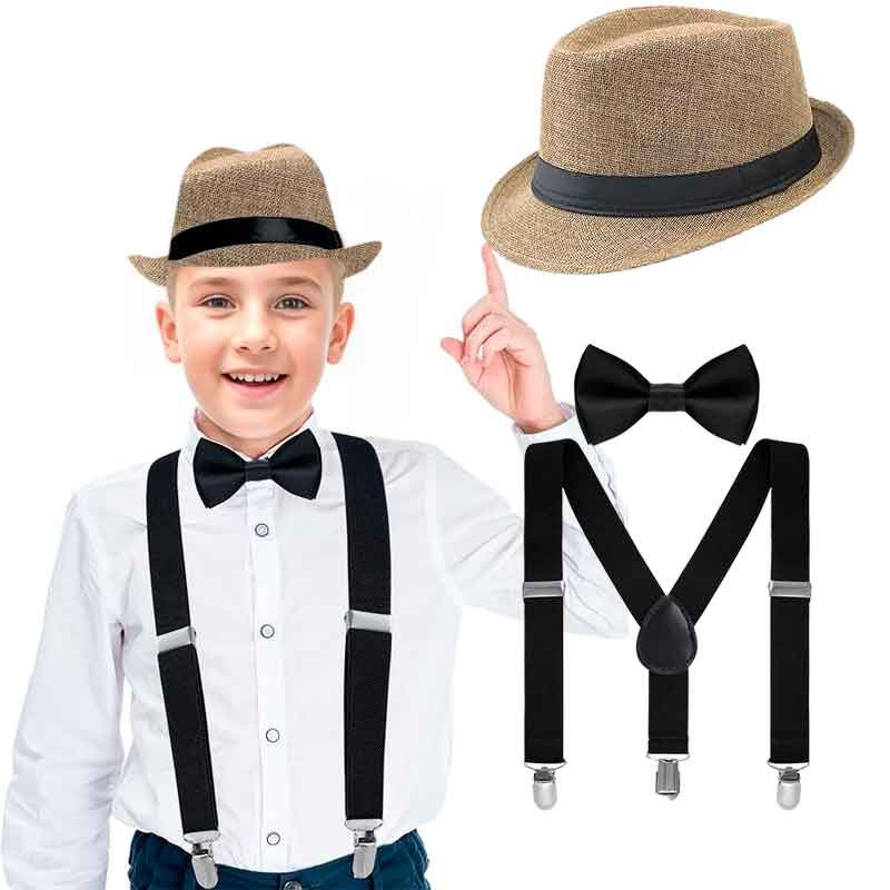 SET PARA NIÑO SOMBRERO CORBATÍN Y TIRANTES AÑOS 20 - 1
