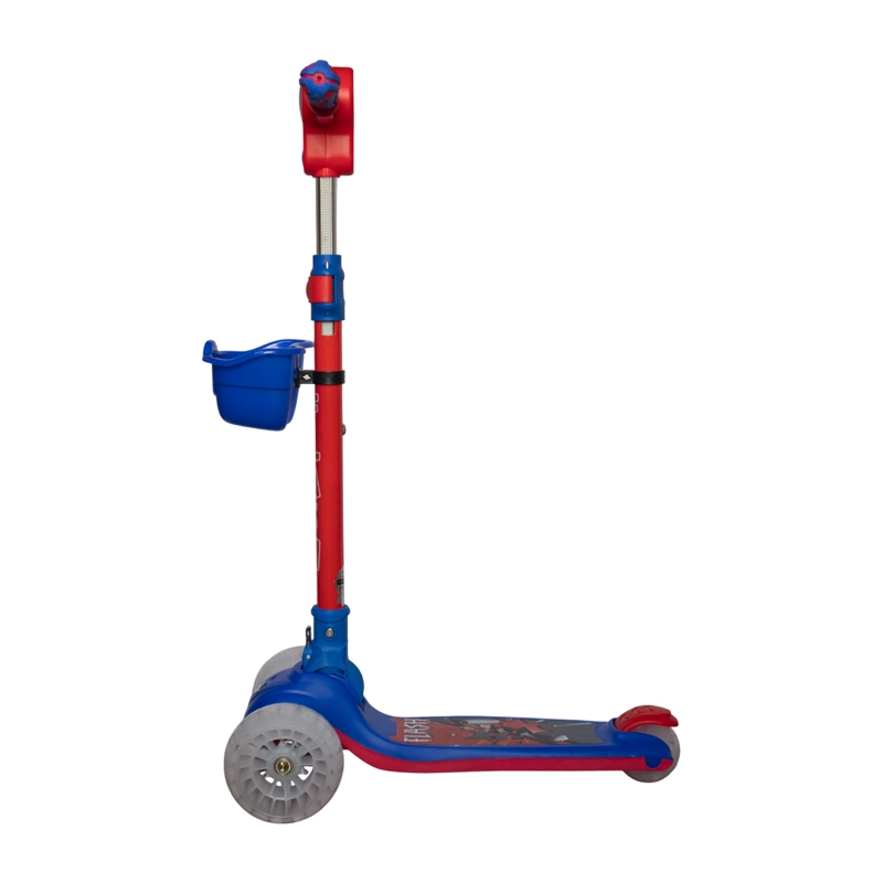 SCOOTER INFANTIL MUSICAL CON LLANTAS ANCHAS LED CASCO RODILLERAS Y CODERAS DE REGALO ROJO Y AZUL  - 2