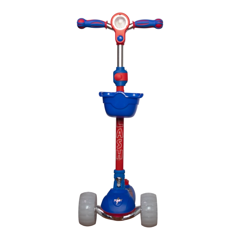 SCOOTER INFANTIL MUSICAL CON LLANTAS ANCHAS LED CASCO RODILLERAS Y CODERAS DE REGALO ROJO Y AZUL  - 4