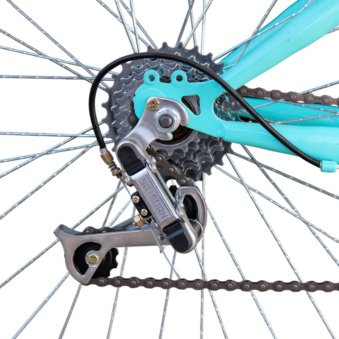 BICICLETA DE DAMA MTB MAYDOL CON CANASTA AMPLIA Y 18 VELOCIDADES COLOR VERDE - 7