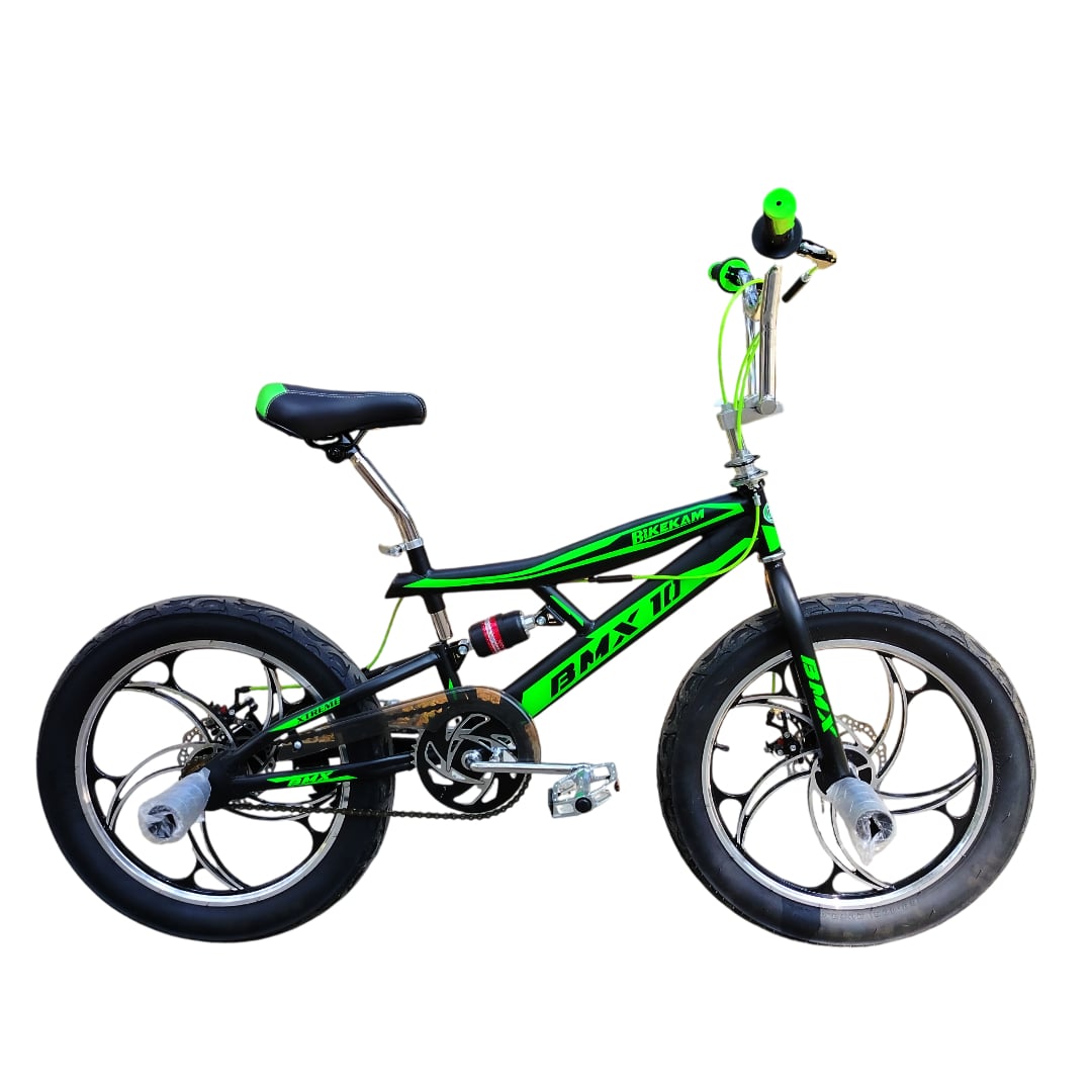 BICICLETA BMX ARO 20 SUSPENSIÓN NEGRO CON VERDE - 1