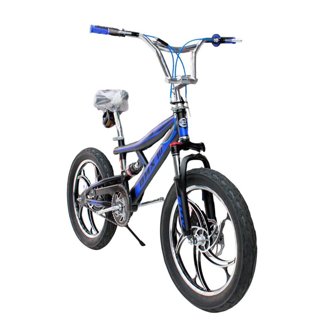 BICICLETA BMX ARO 20 CON SUSPENSIÓN  RAYOS DE COLORES Y FRENOS DE DISCO - 2