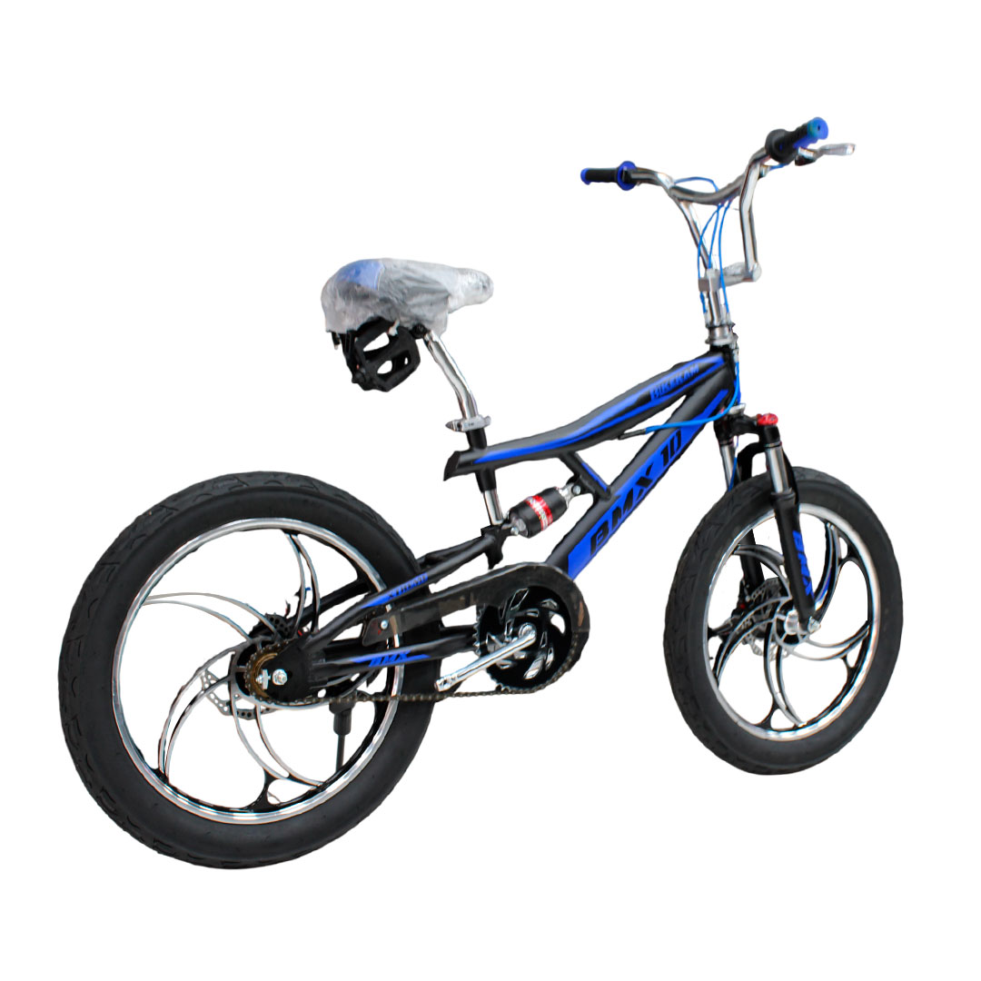 BICICLETA BMX ARO 20 CON SUSPENSIÓN  RAYOS DE COLORES Y FRENOS DE DISCO - 3