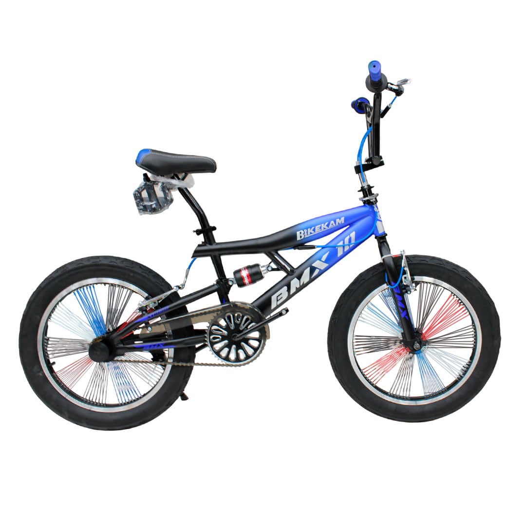 BICICLETA BMX ARO 20 CON TIMON 360° SUSPENSIÓN Y RAYOS DE COLORES - 1