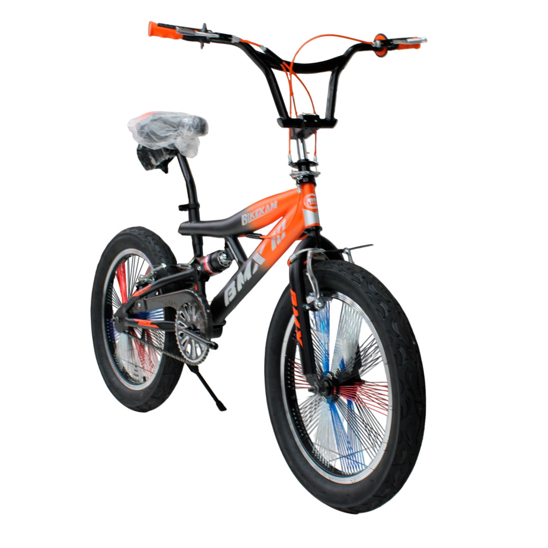 BICICLETA BMX ARO 20 CON TIMON 360° SUSPENSIÓN Y RAYOS DE COLORES - 2