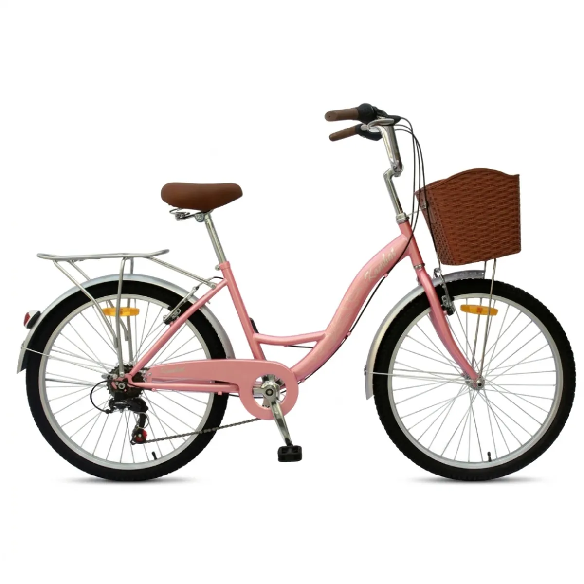 BICICLETA URBANA KOMBAT LADY ARO 26 CON CANASTA, PARRILLA Y 7 VELOCIDADES - 1