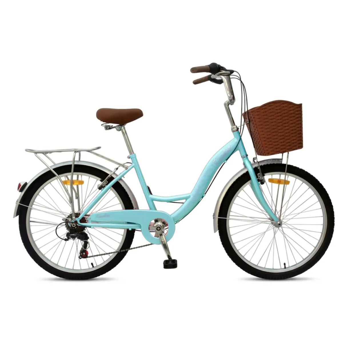 BICICLETA URBANA KOMBAT LADY ARO 24 CON CANASTA, PARRILLA Y 7 VELOCIDADES - 1