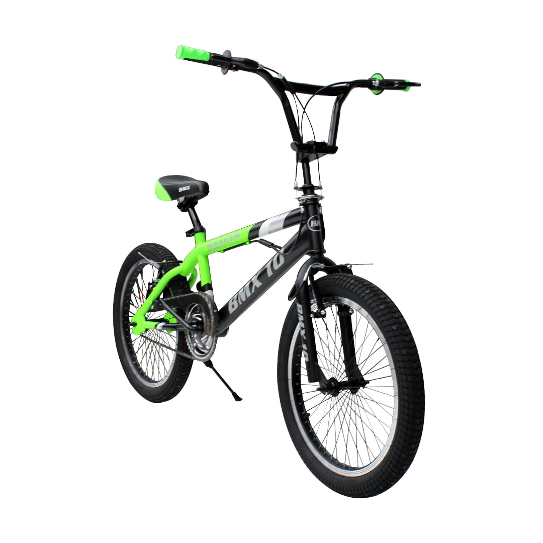 BICICLETA BMX FREESTYLE ARO 20 CON TIMÓN 360° NEGRA CON VERDE - 2