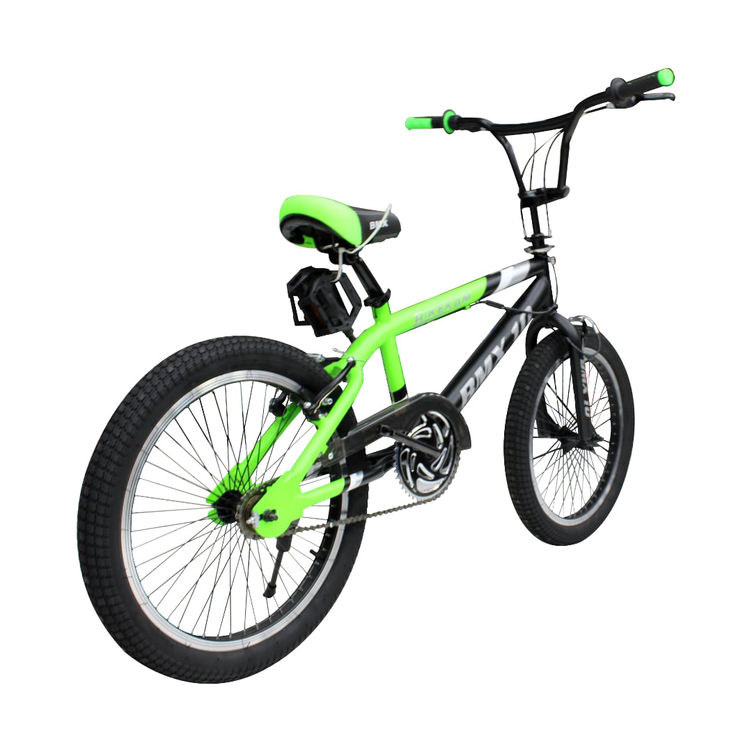 BICICLETA BMX FREESTYLE ARO 20 CON TIMÓN 360° NEGRA CON VERDE - 3