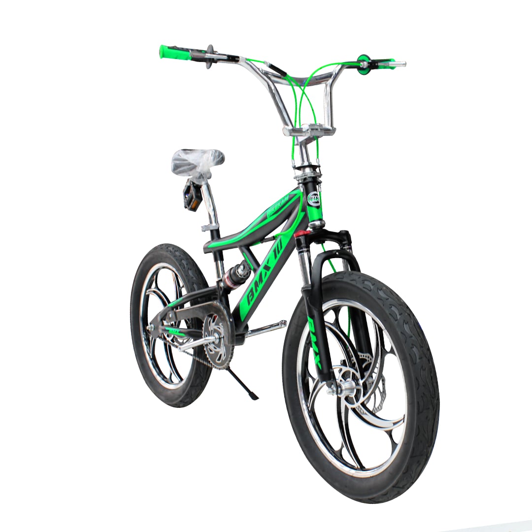 BICICLETA BMX ARO 20 CON DOBLE SUSPENSIÓN FRENOS DE DISCO Y 4 PEGS NEGRO CON ROJO - 2