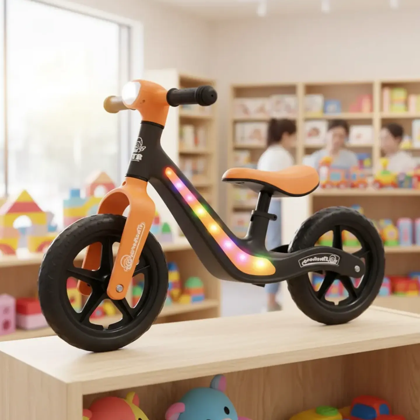 BICICLETA DE EQUILIBRIO PARA NIÑOS CON LUCES LED Y MÚSICA NARANJA - 1