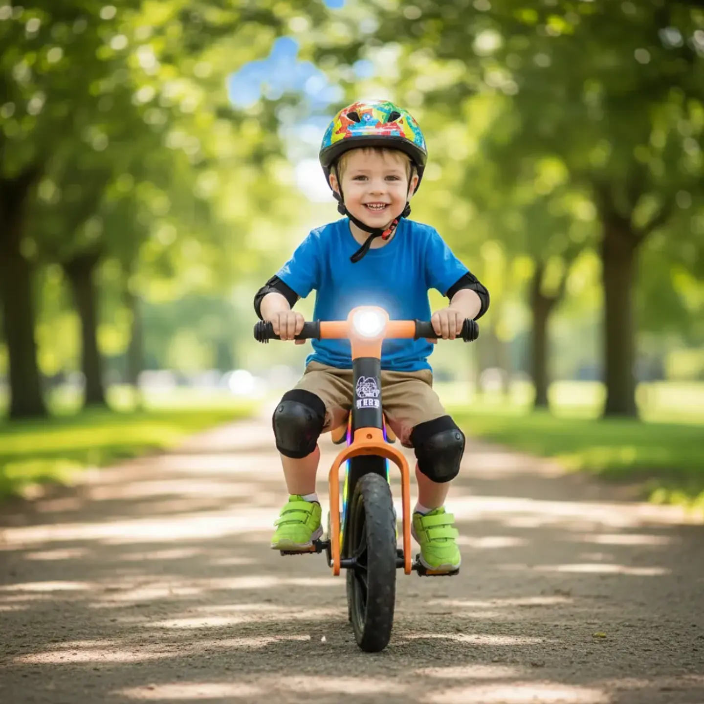 BICICLETA DE EQUILIBRIO PARA NIÑOS CON LUCES LED Y MÚSICA NARANJA - 2