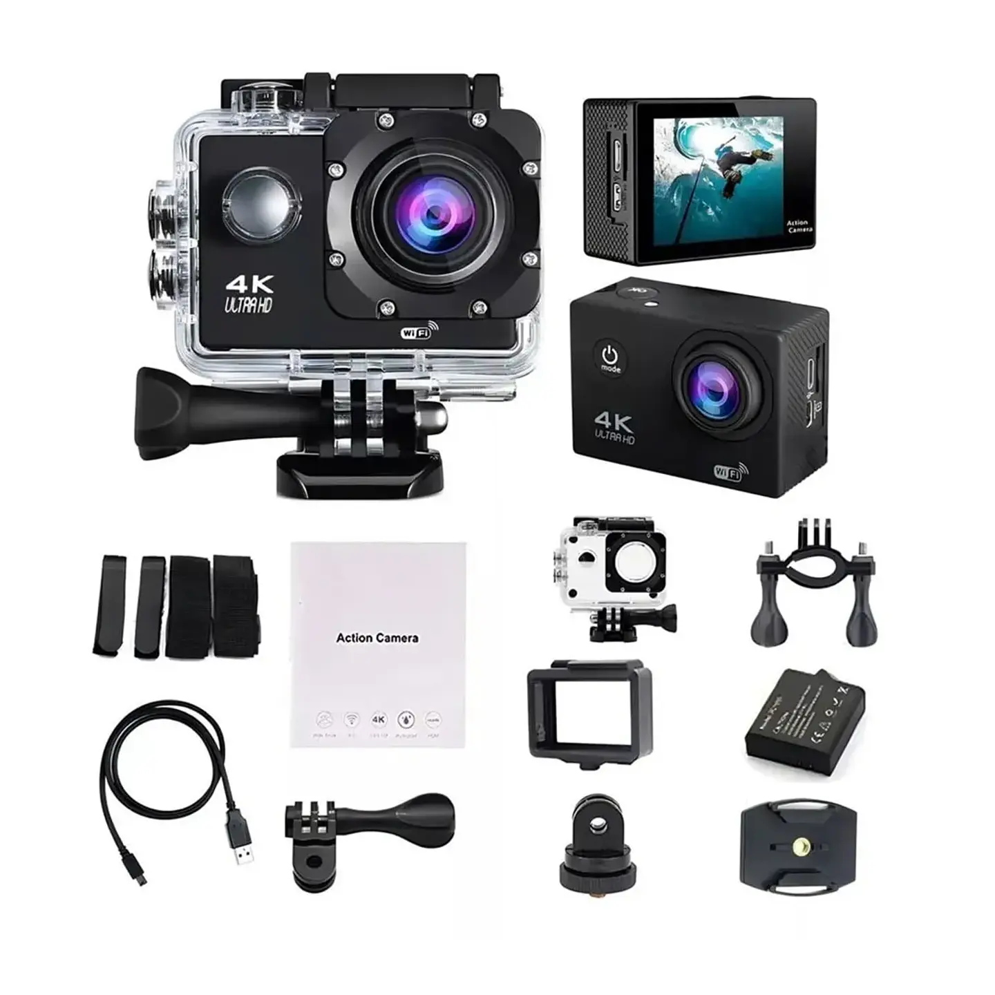 CÁMARA DEPORTIVA 4K ULTRA HD WIFI CON PANTALLA LCD 2' Y ACCESORIOS - 2