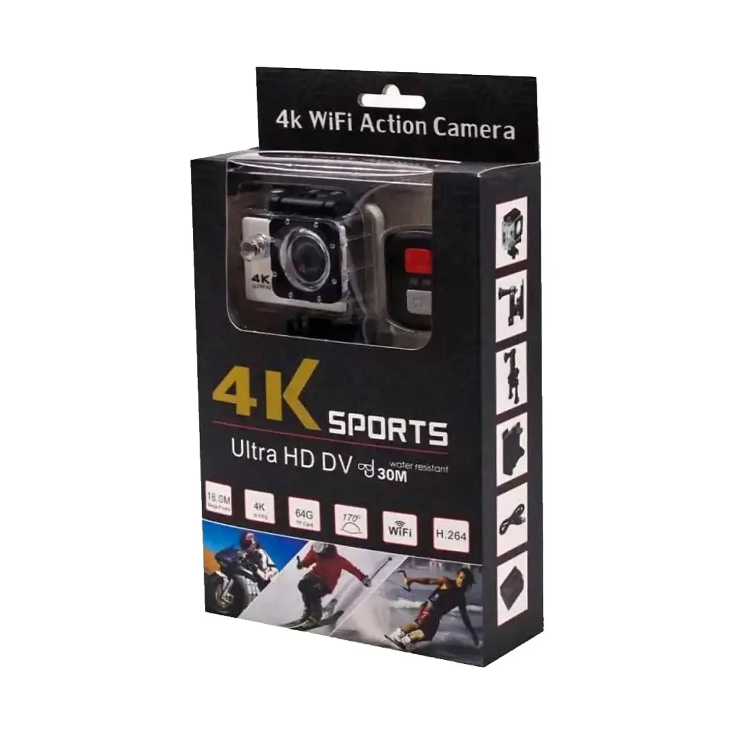 CÁMARA DEPORTIVA 4K ULTRA HD WIFI CON PANTALLA LCD 2' Y ACCESORIOS - 4