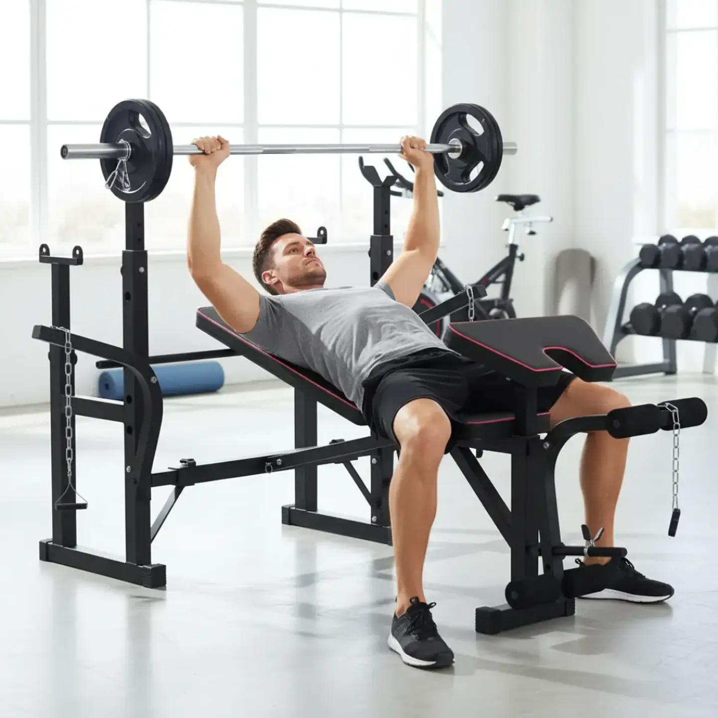 BANCA MULTIFUNCIONAL DOBLE RACK PRO PARA PESAS HASTA 180 KG - 3