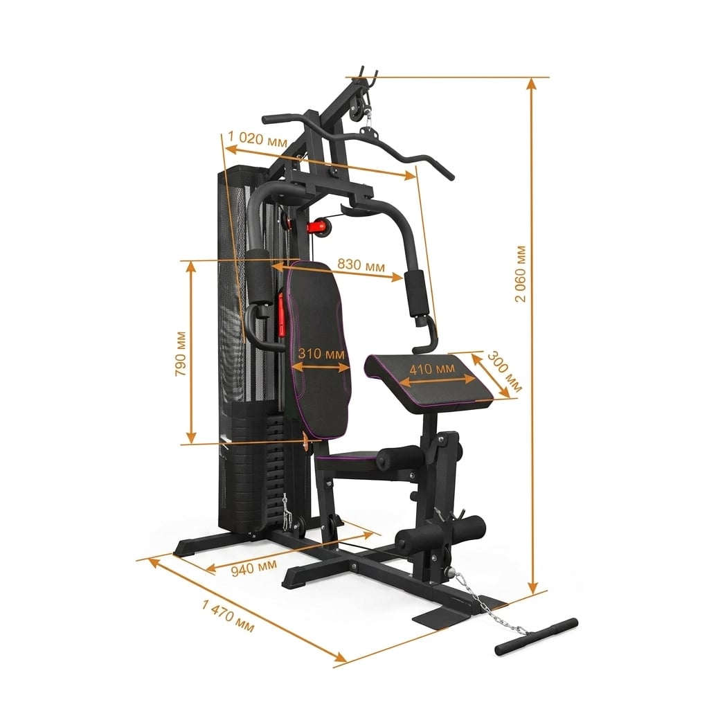 MINI GYM MULTIFUNCIONAL CON PILA DE 68 KG ROJO DESCRIPCIÓN - 3