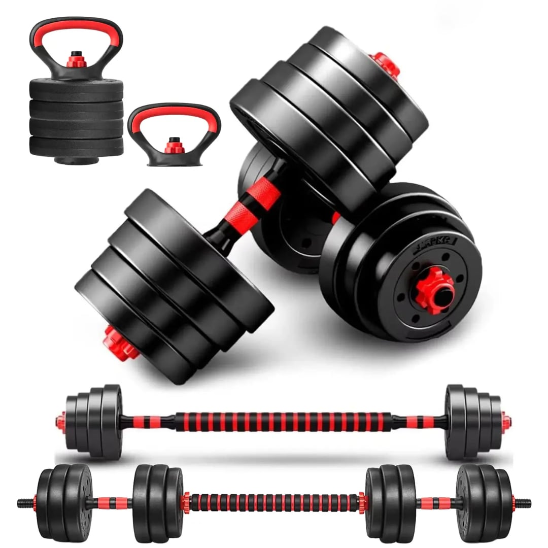 MANCUERNAS SET 40 KG CONVERTIBLES CON BARRA, ASAS Y PUSH UP - 1