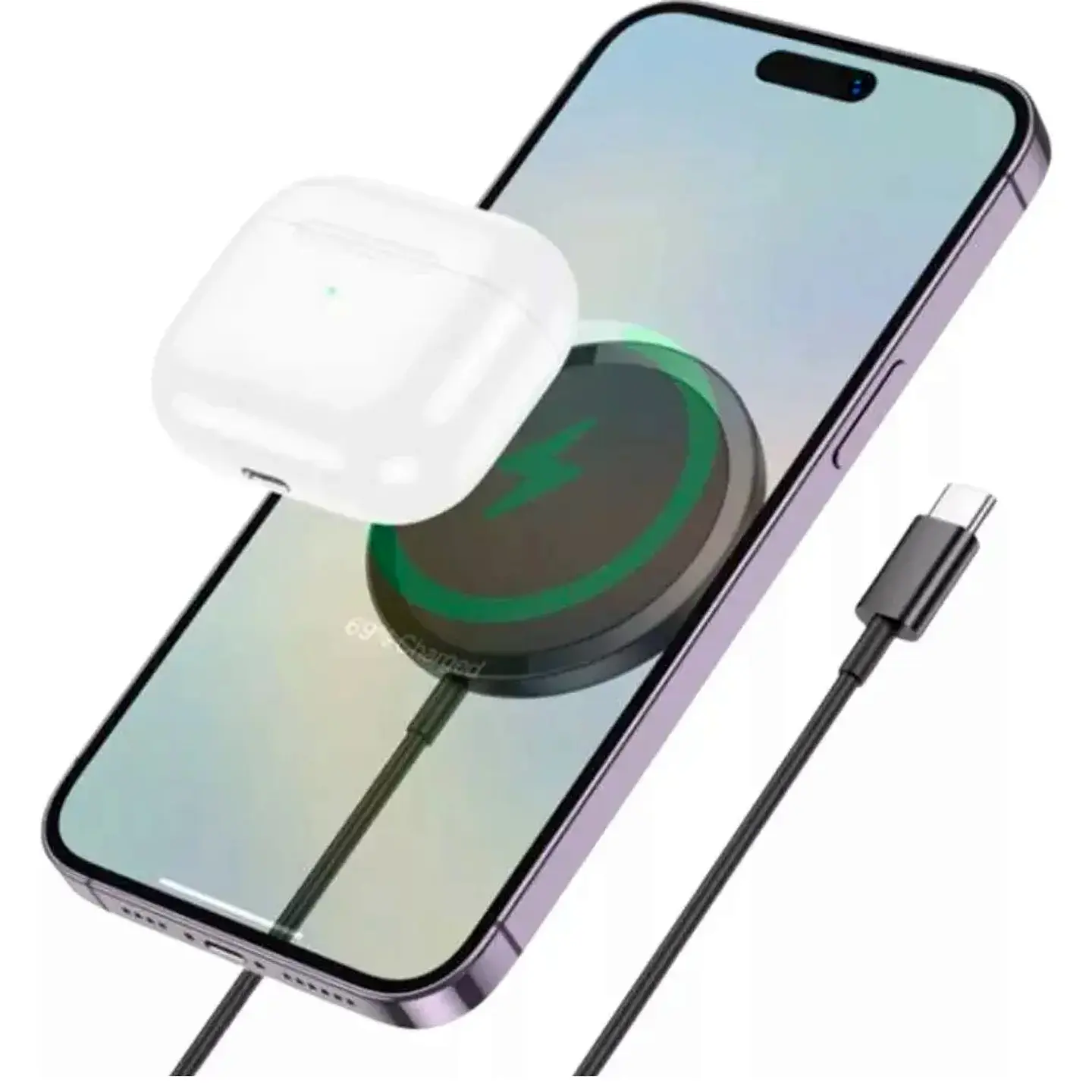 CARGADOR INALÁMBRICO MAGNÉTICO FAST CHARGE 15W HOCO CW52 NEGRO - 4