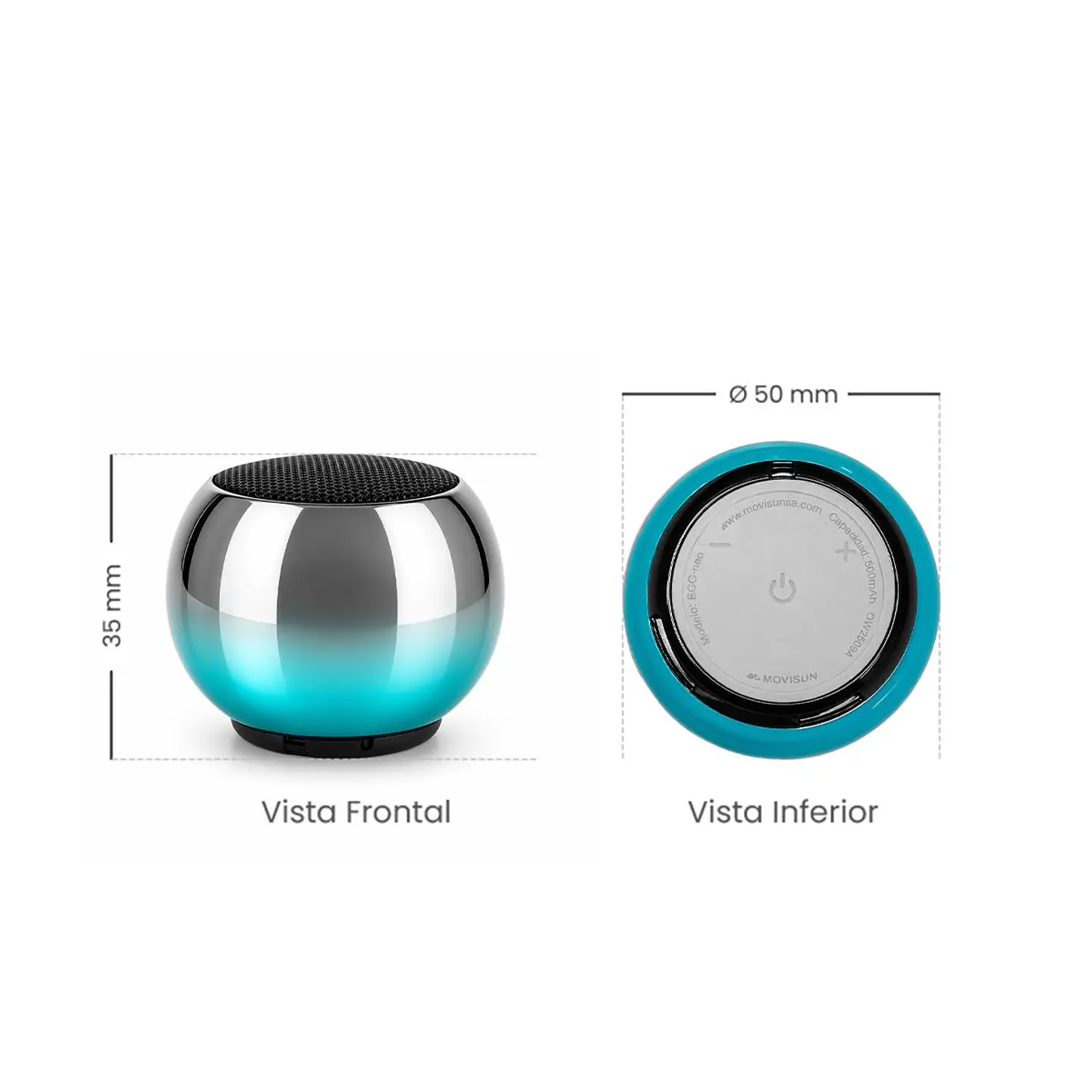 MINI PARLANTE BLUETOOTH MOVISUN EGG NEO VERDE 5W CON TWS Y RADIO FM - 4