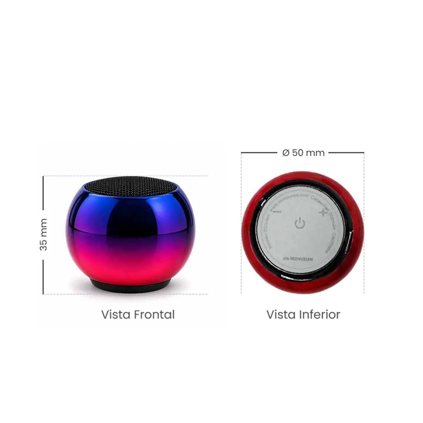 MINI PARLANTE BLUETOOTH MOVISUN EGG NEO 5W CON TWS Y RADIO FM AZUL CON ROJO - 5