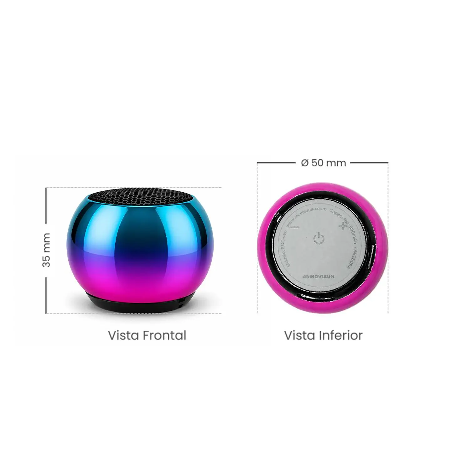 MINI PARLANTE BLUETOOTH MOVISUN EGG NEO 5W CON TWS Y RADIO FM CELESTE/LILA - 5