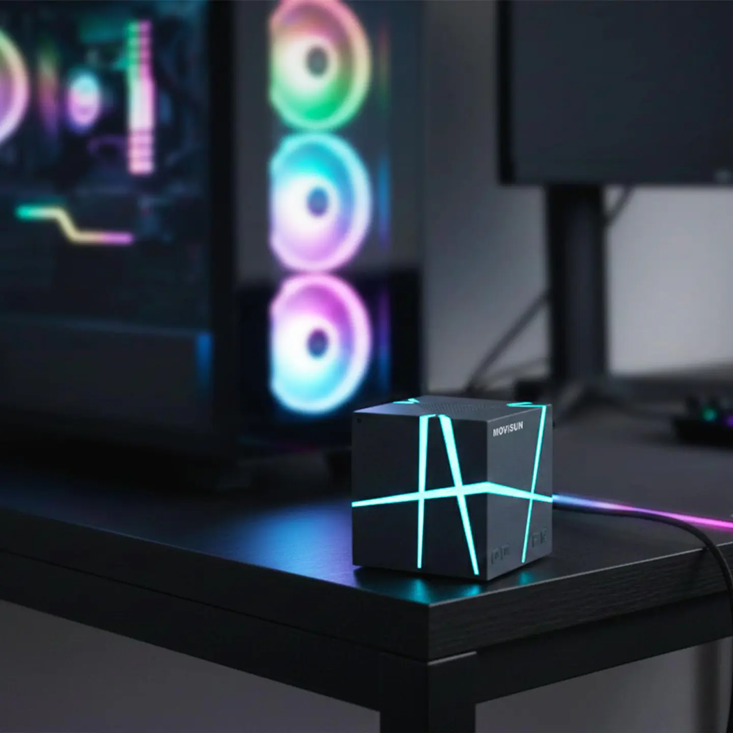 PARLANTE BLUETOOTH MOVISUN POWER MAGIC 5W CON LUCES RGB, TWS Y BLUETOOTH 6.0 AZUL - 6
