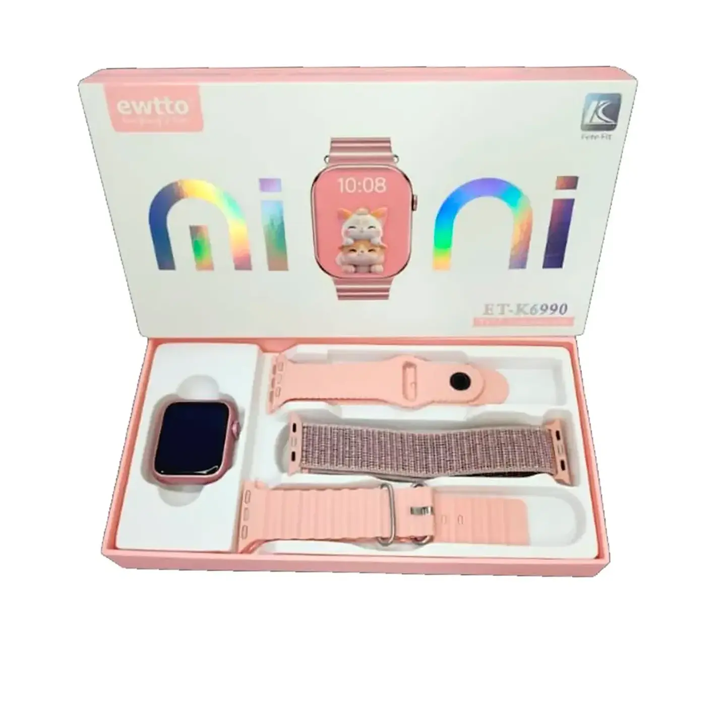 SMARTWATCH EWTTO ET-K6990 MINI ROSADO – 3 CORREAS INTERCAMBIABLES - 3