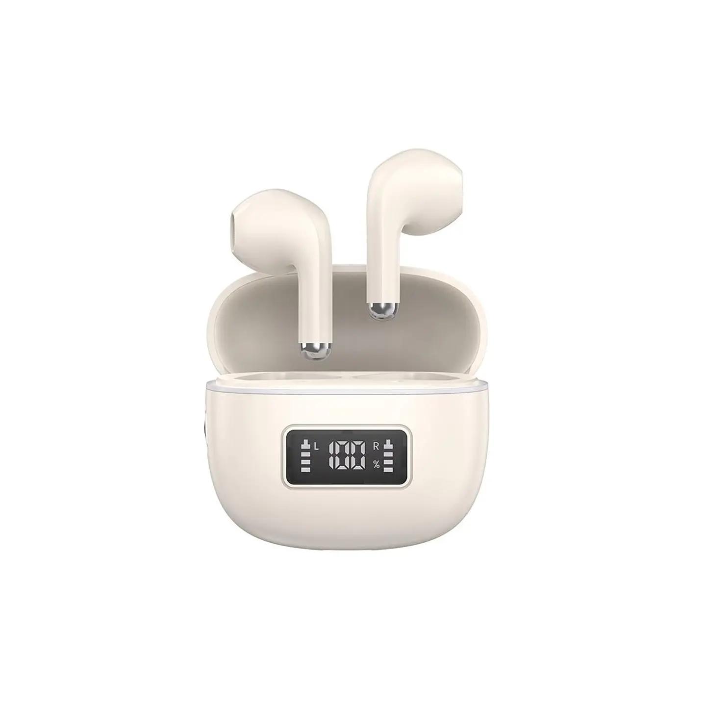 AUDÍFONOS BLUETOOTH MOVISUN T20 TWS BEIGE CON PANTALLA LED, BLUETOOTH 6.0 Y 16 HORAS - 3