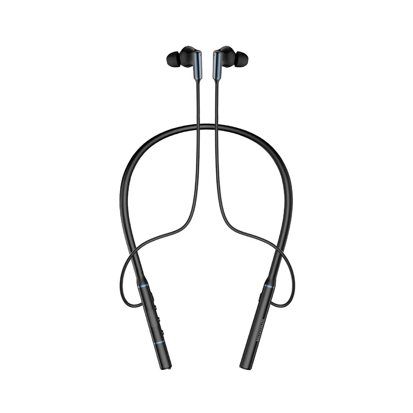 AUDÍFONOS BLUETOOTH DE COLLAR MOVISUN FLEX 4 NEGRO CON 32 HORAS, SONIDO 3D Y MODO JUEGO - 1