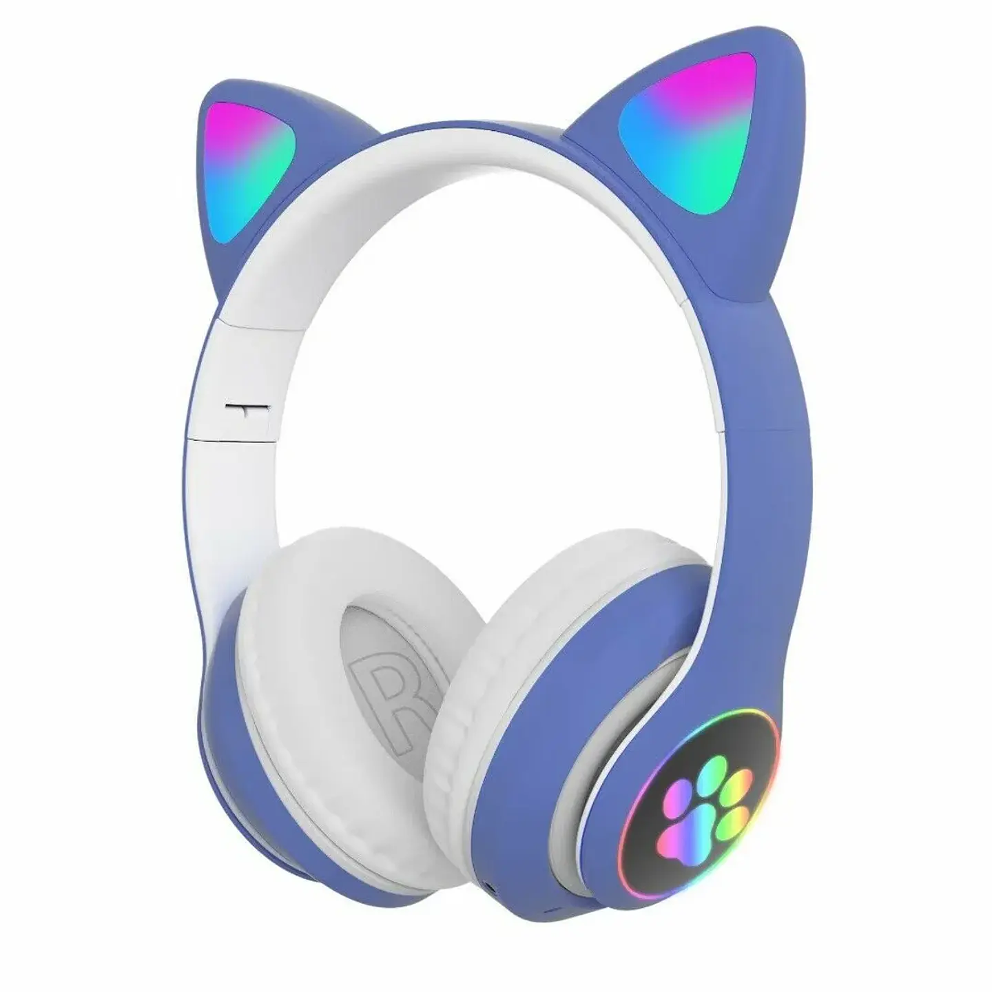 AUDÍFONOS INALÁMBRICOS BLUETOOTH OREJAS DE GATO AZULES – PLEGABLES CON LECTOR SD - 1