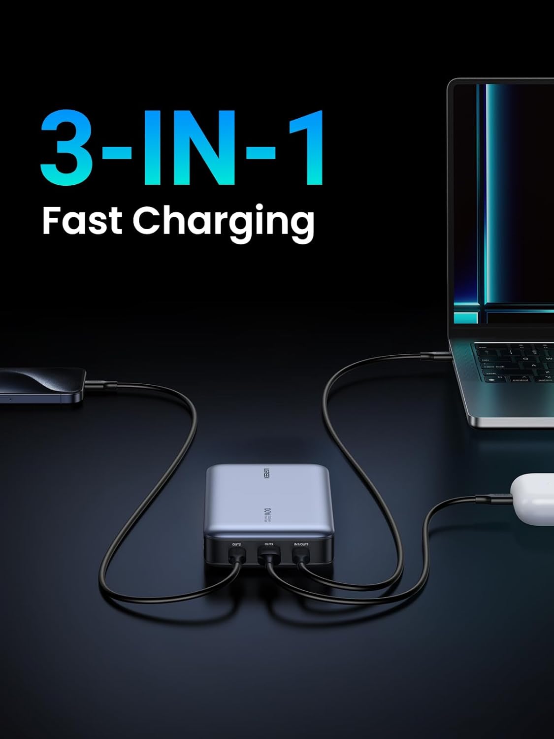 POWER BANK UGREEN 100W 20000 MHA, CARGA LAPTOPS TIPO C, TABLETS, TELF - 4