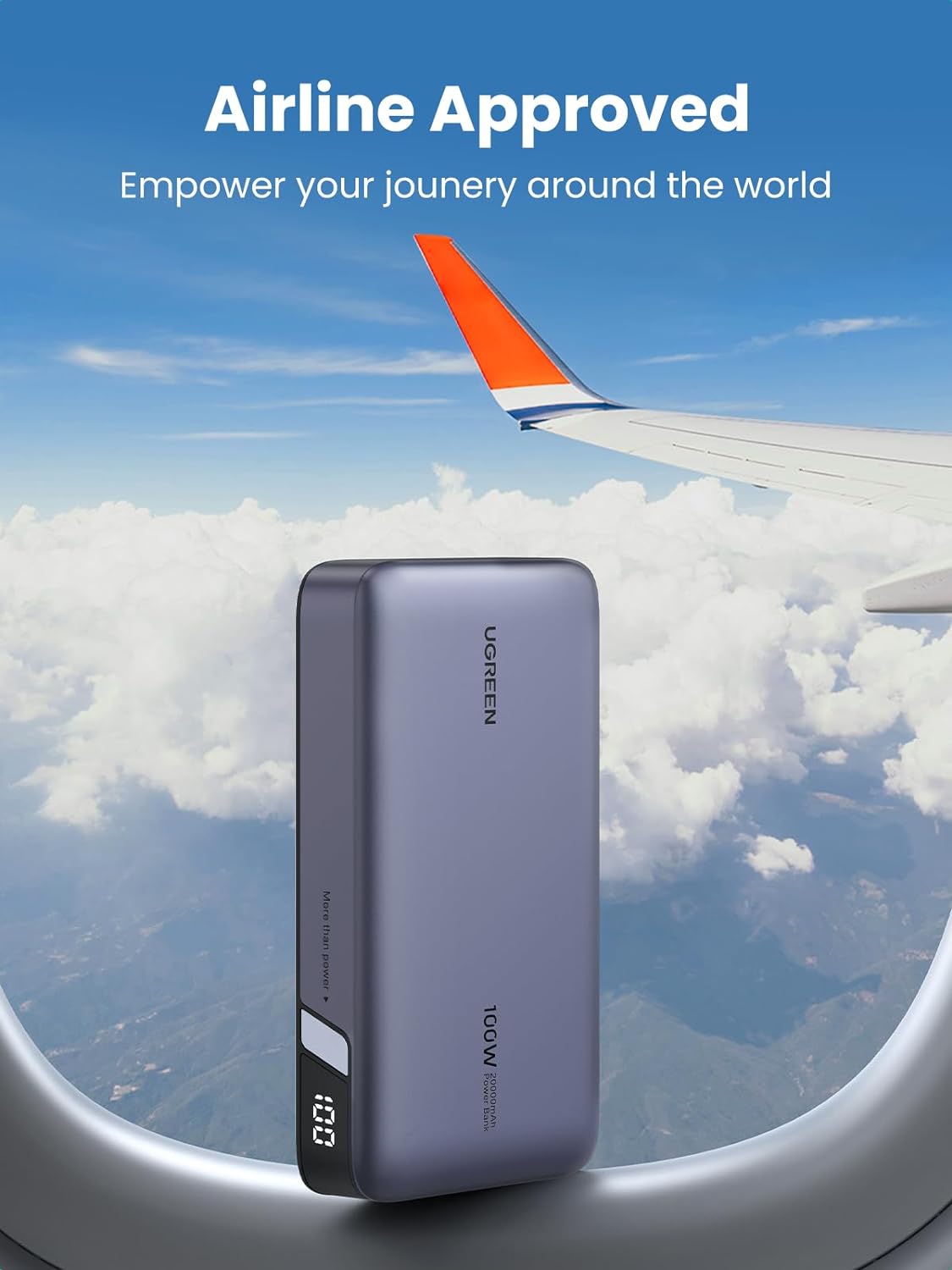 POWER BANK UGREEN 100W 20000 MHA, CARGA LAPTOPS TIPO C, TABLETS, TELF - 8