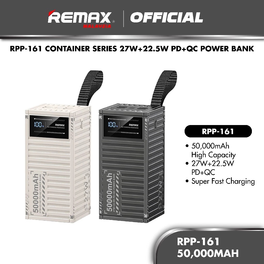 POWER BANK 50000 REMAX CARGA RAPIDA 27W RPP-161 - GRAY - 4