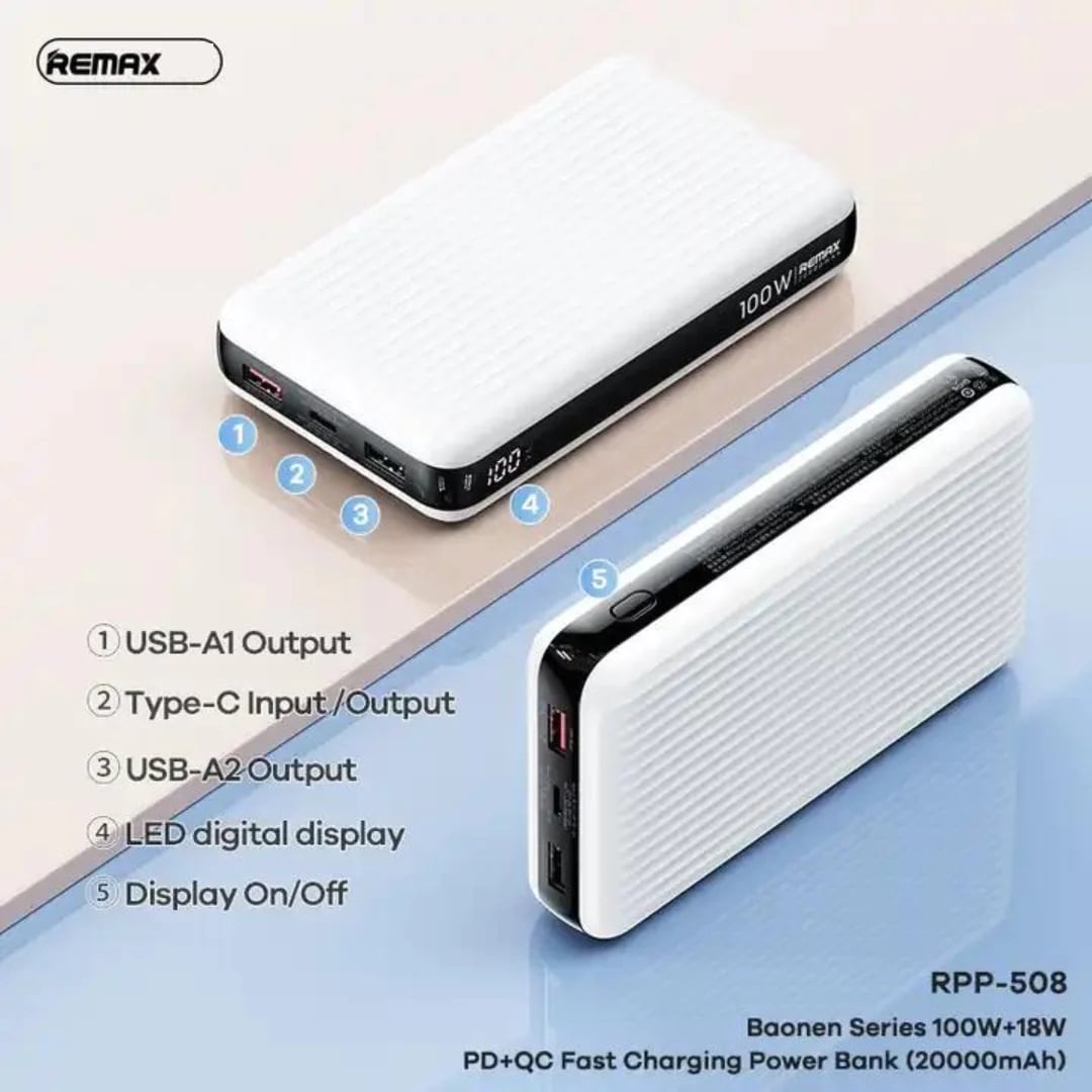 POWER BANK REMAX 20000 MHA ULTRA RÁPIDA 100W - 4